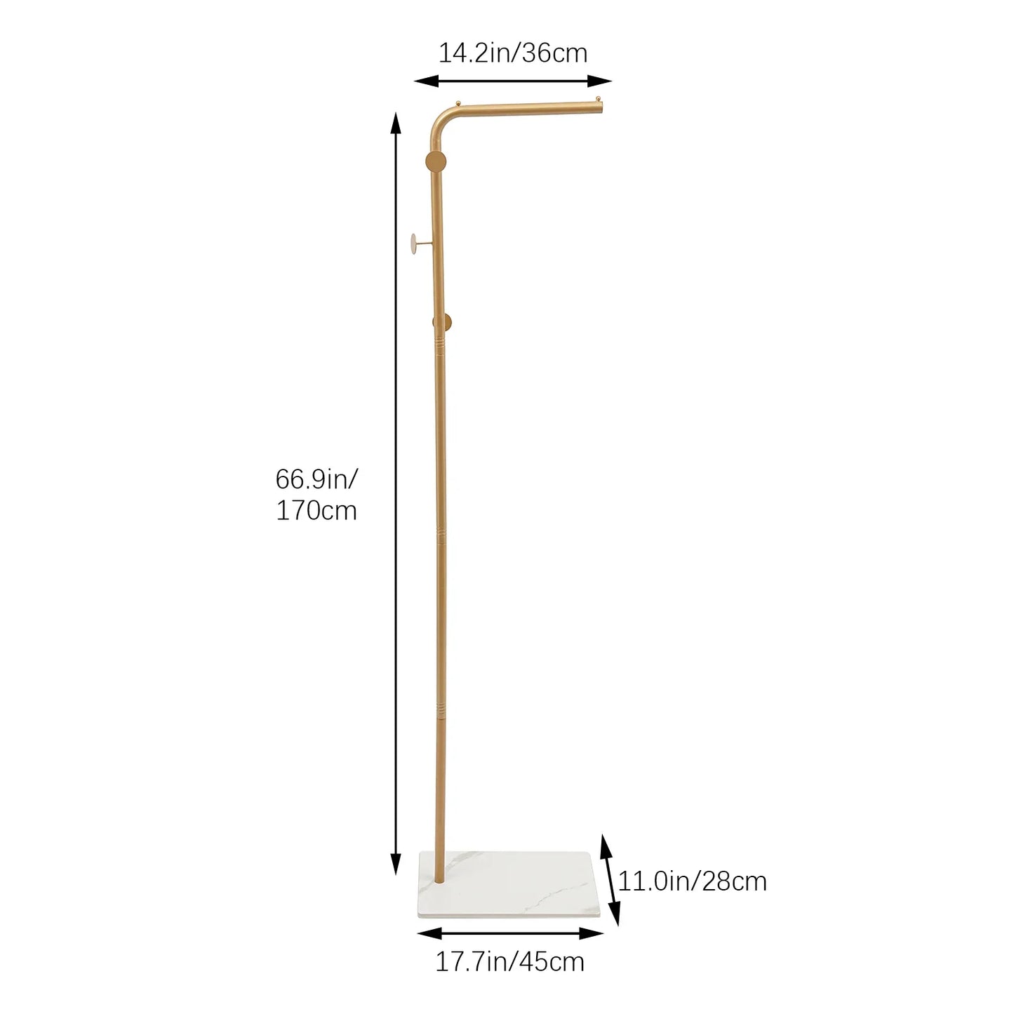 Modern Free Standing Coat Rack with 3 Hooks and Slate Base, Perfect for Organizing Clothes, Bags, and Accessories in Small