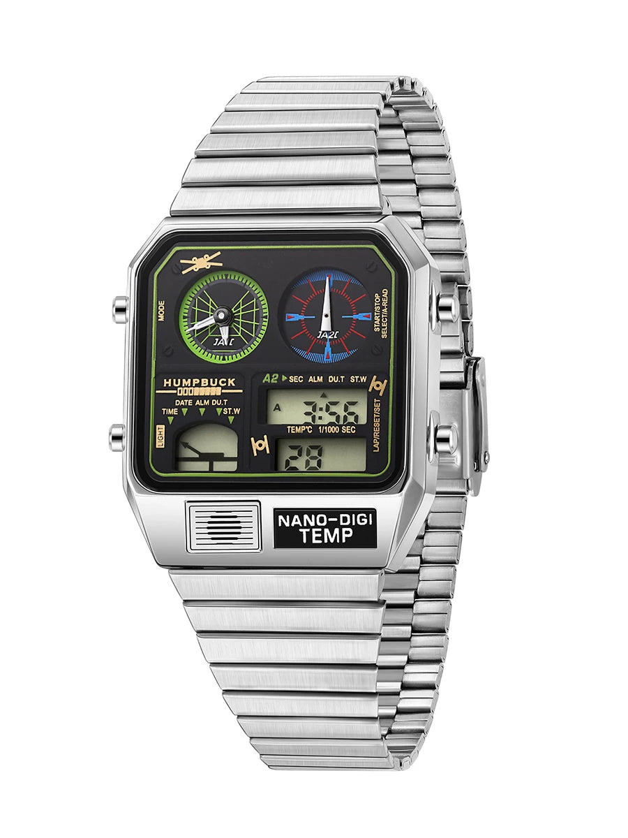 HUMPBUCK Digital Watches for Men Classic Themes Multifunctional Wristwatch with Temperature Stopwatch Dual Time and Calendar