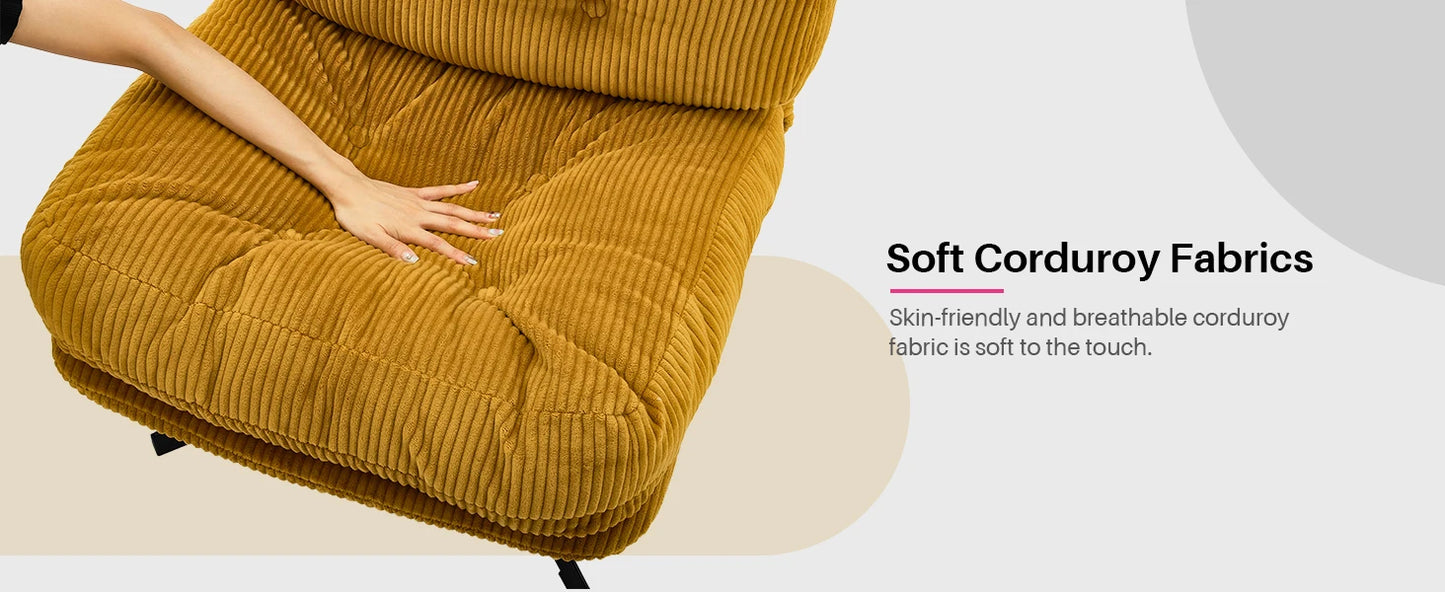 Redlife Modern Foldable Accent Chair 360° Swivel Tufted Lazy Chair Upholstered Lounge Chair w/ Thickened Cushion for Living Room