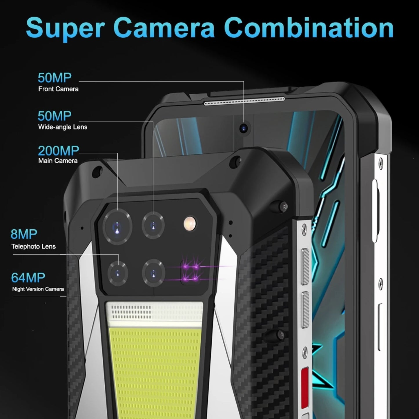 Unihertz 8849 Tank 3 Rugged Smartphone 5G Night Vision 23800mAh 200MP Camera 16GB 512GB 120W Charger 6.79" FHD+ 120Hz Cellphone