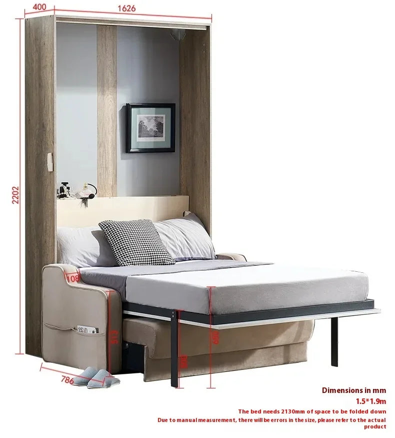 ElectricInvisible Bed Sofa Integrated Folding Wall Bed with Sofa Hidden Bed Invisible Hardware Accessories New Furniture Bedroom