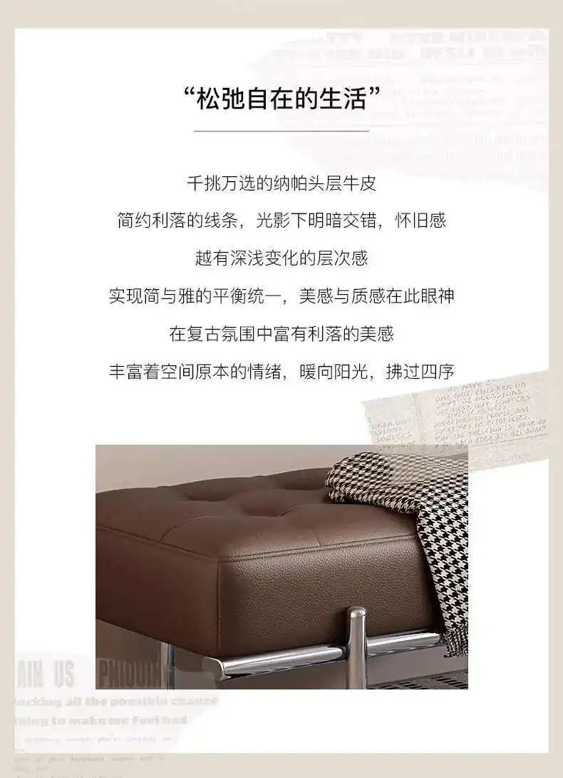 Entrance Porch Soft Shoe Bench Living Room Sofa Bench Bedroom Bed End Bench Metal Frame Integrated Benchs Minimalist Furniture