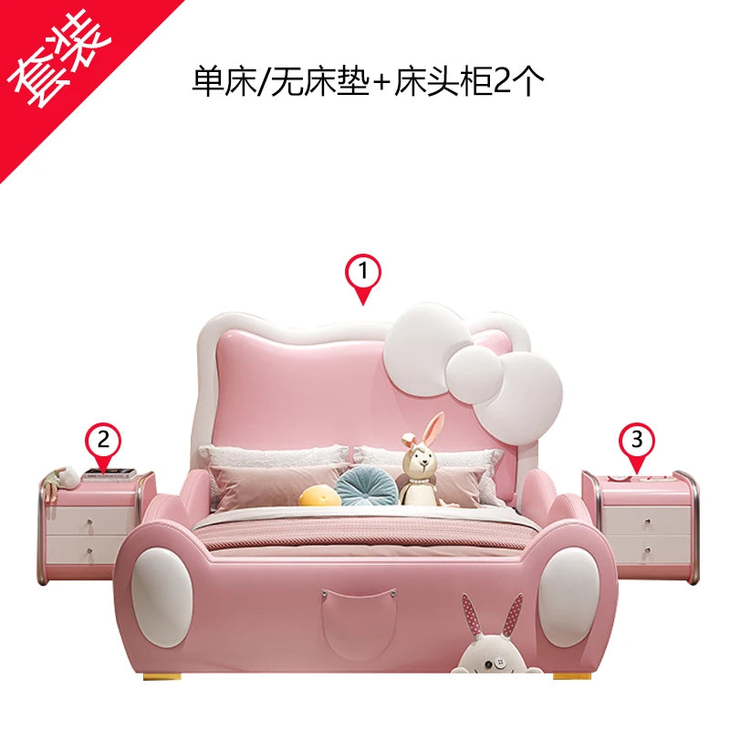 150X200cm Modern Childrens cartoon girl princ ess bed pink queen size bed frame full double bed complete bedroom furniture