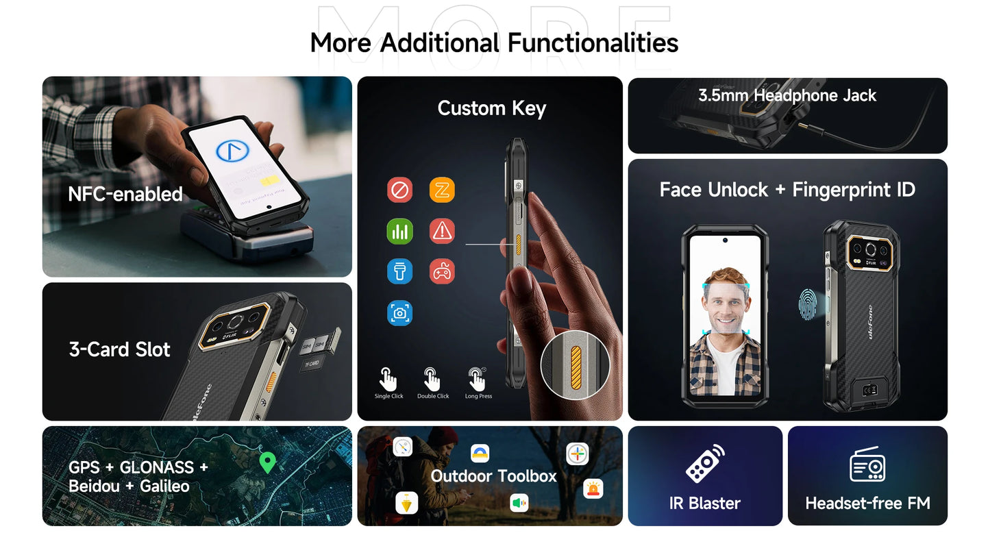 Ulefone Armor 27T 4G THERMAL BY FLIR® Rugged Phone 10600mAh Up to 24GB+256GB 6.78"FHD 120Hz Night Vision Android 14 Smartphone