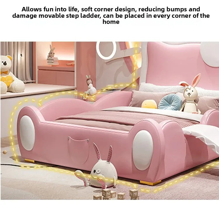 150X200cm Modern Childrens cartoon girl princ ess bed pink queen size bed frame full double bed complete bedroom furniture