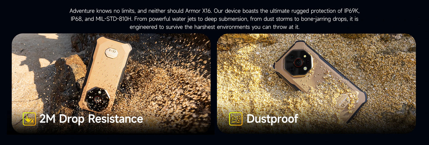 【World Premiere】Ulefone Armor X16 4G Rugged Phone 10360mAh Battery 128 GB ROM 120Hz 6.56"NFC Android 15 Smartphone Night Camera