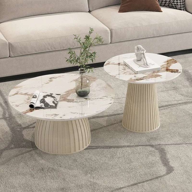 Cream Wind Rock Plate Coffee Table Living Room Small Simple Tea Table Center Modern Hallway Mesa Centro Salon Furniture Home