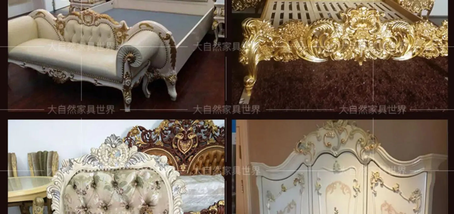 European Luxury Double Bed Carving Court Queen Lounge Bedroom Bed Design Aesthetics Comfortable Wedding Muebles Home Furniture