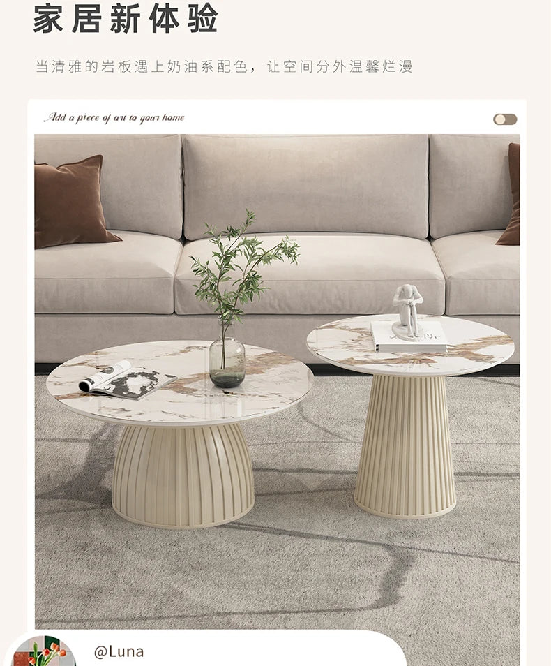 Cream Wind Rock Plate Coffee Table Living Room Small Simple Tea Table Center Modern Hallway Mesa Centro Salon Furniture Home