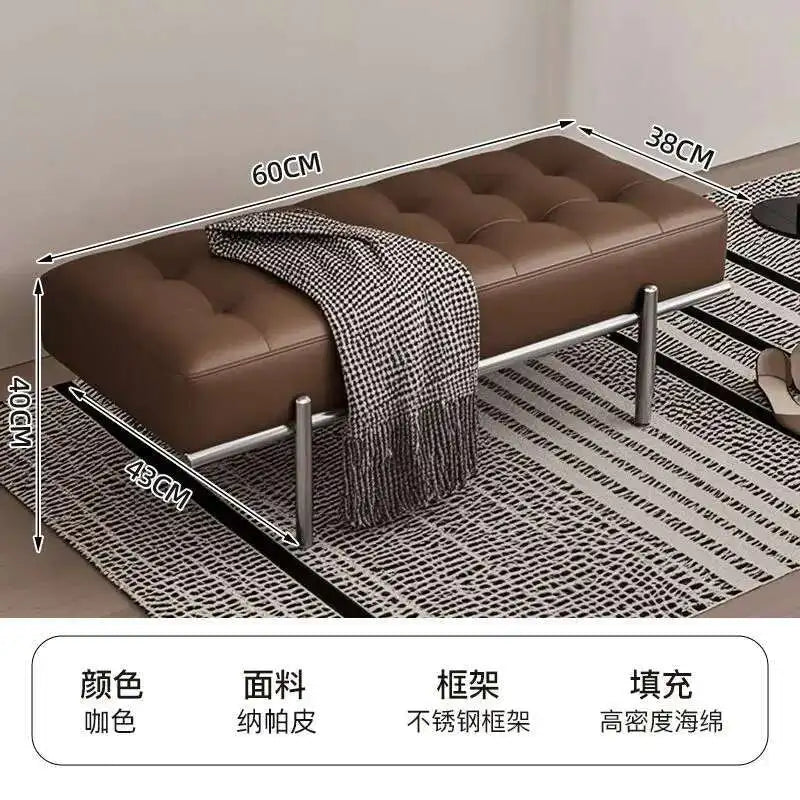 Entrance Porch Soft Shoe Bench Living Room Sofa Bench Bedroom Bed End Bench Metal Frame Integrated Benchs Minimalist Furniture