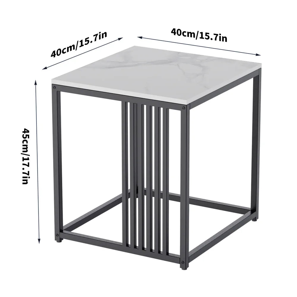 LUVODI Luxury Sofa Side Coffee Table White Square Marble End Table for Living Room Bedroom Balcony