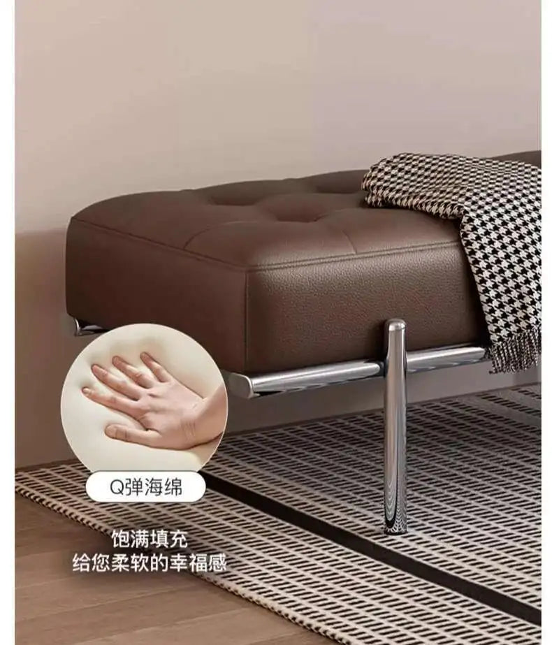 Entrance Porch Soft Shoe Bench Living Room Sofa Bench Bedroom Bed End Bench Metal Frame Integrated Benchs Minimalist Furniture