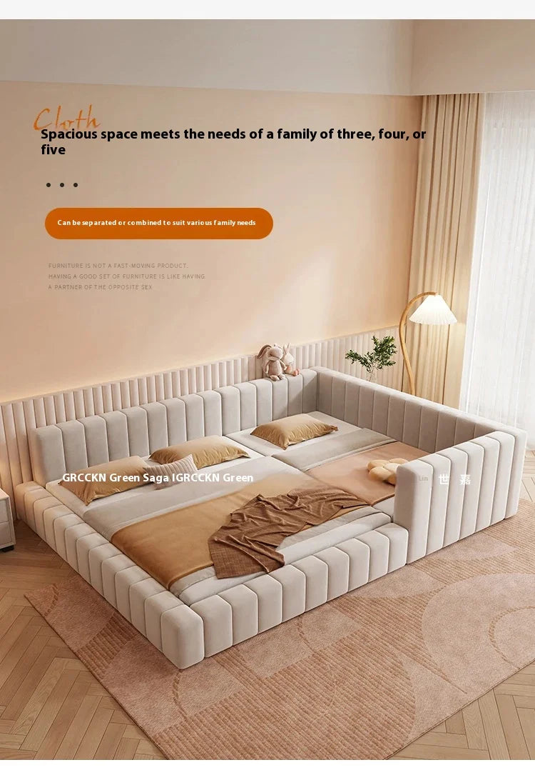 Luxury King Size Bed With Multifunctional Headboard European Design Stylish Lounge Furniture For Modern Bedroom Decor Decoration