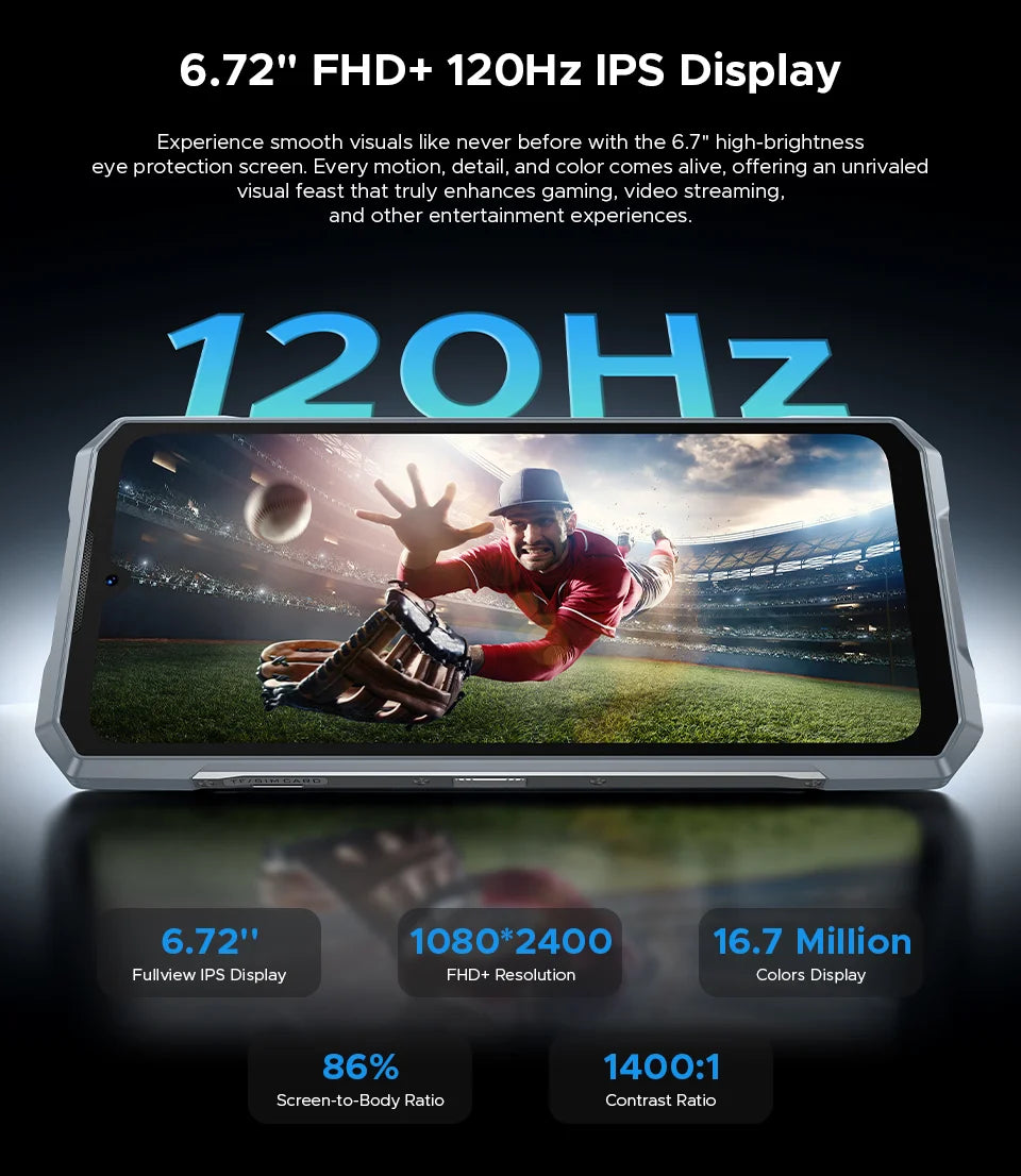 Global Version DOOGEE Blade GT Play Rugged Phone 20(8+12)GB 256GB 6.72” FHD+ 120Hz LED Light Effect Dimensity 7025 50MP Camera