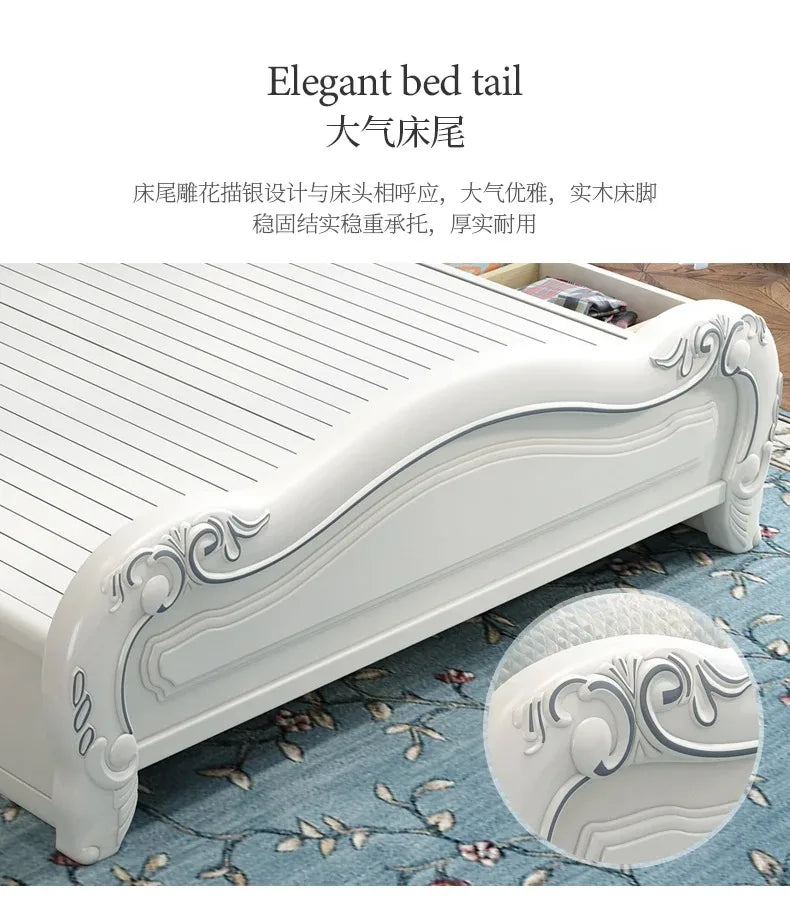 Princess Wood Frame Bed Modern Platform Designer Wooden Full Set Bed Double Headboards Luxury Camas De Dormitorio Home Furniture