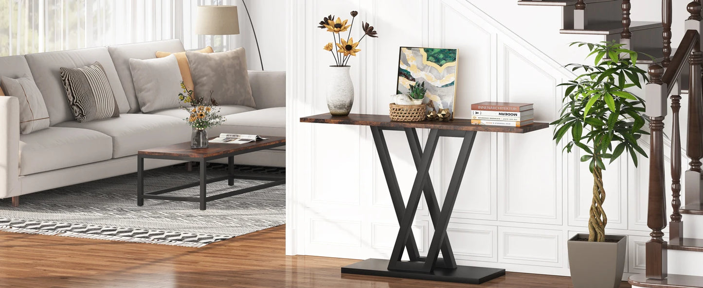 Console Table, Industrial Hallway Table for Entryway, 43 Inch Entryway Tables Narrow Sofa Table for Living Room, Rustic Brown