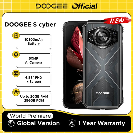 DOOGEE S Cyber Rugged Phone 6.58" 90Hz IPS Screen 10800mAh Large Battery 8GB+256GB 50MP AI Main Camera Android 14