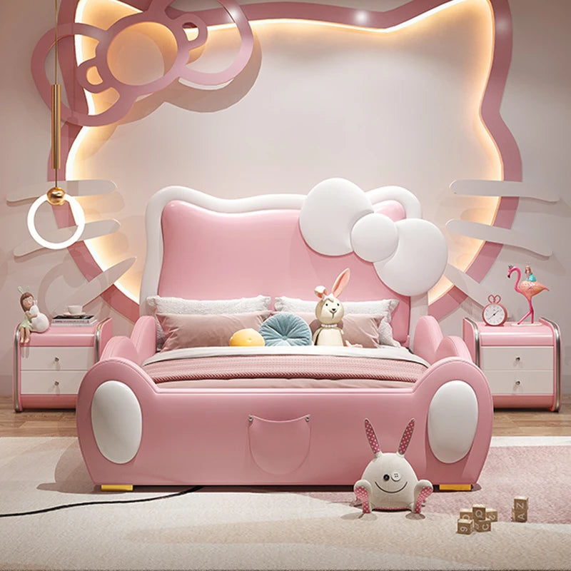150X200cm Modern Childrens cartoon girl princ ess bed pink queen size bed frame full double bed complete bedroom furniture