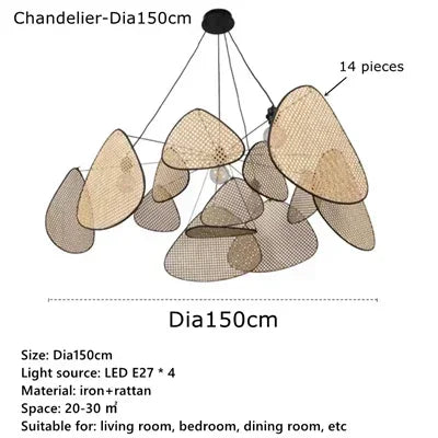 Japanese Wabi Sabi Art LED Pendant Lights Nordic Luxury Bamboo Rattan Lamp for Living Dining Bed Room Home Decoration Chandelier