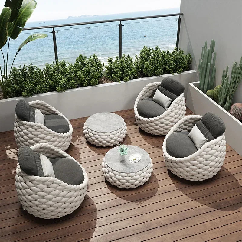 Elegant and Durable Outdoor Rattan Furniture Set with Modular Sectional Design