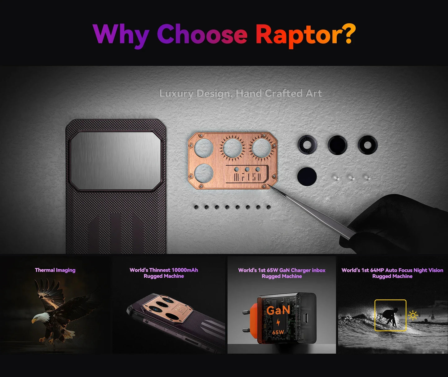 IIIF150 Raptor Rugged Machine 6.8 Inch 120Hz 10000mAh 12GB RAM+256GB ROM 108MP 65W Fast Charging UltraThin Cellphone Android 13