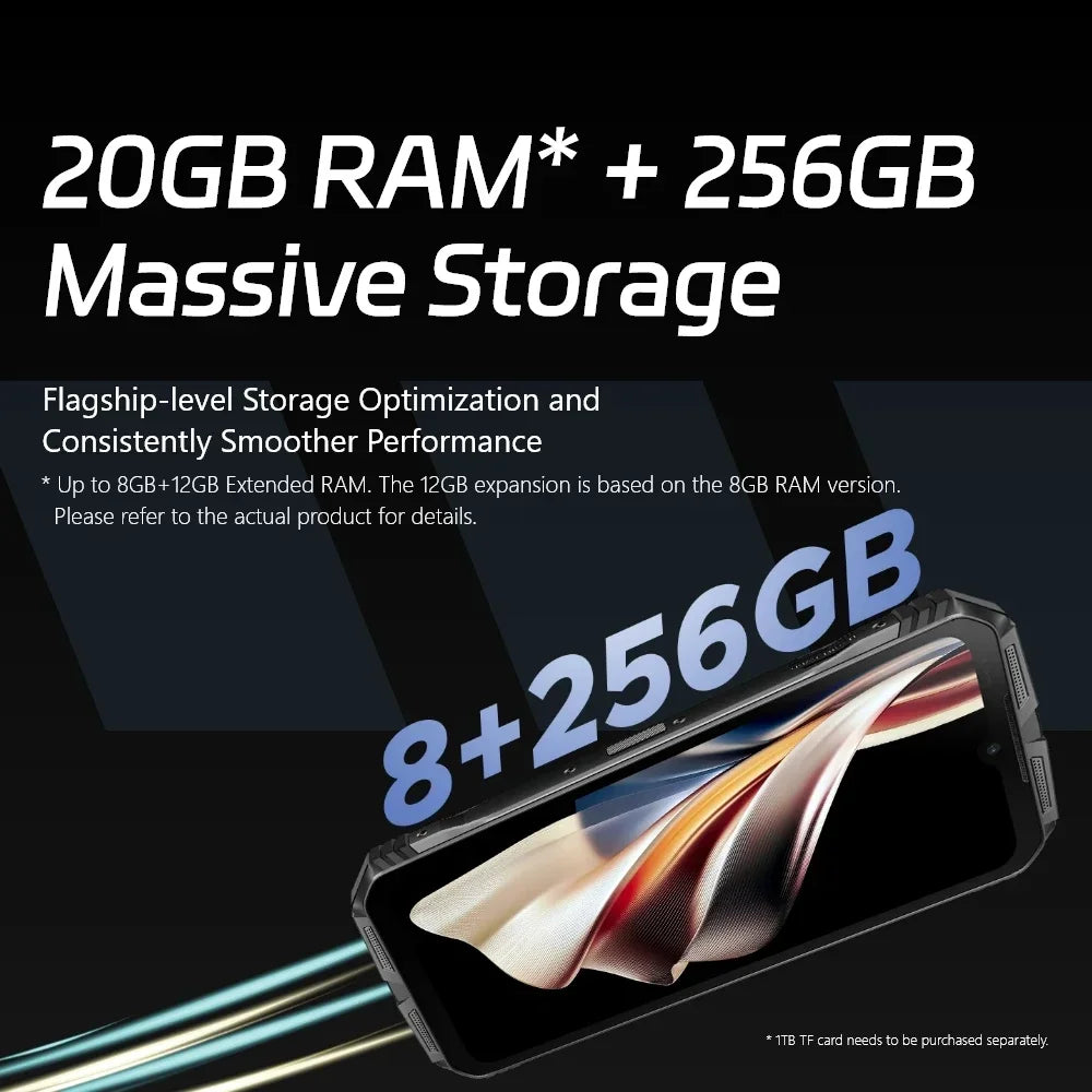 DOOGEE S Cyber Rugged Phone 6.58" 90Hz IPS Screen 10800mAh Large Battery 8GB+256GB 50MP AI Main Camera Android 14