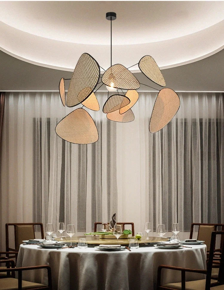 Japanese Wabi Sabi Art LED Pendant Lights Nordic Luxury Bamboo Rattan Lamp for Living Dining Bed Room Home Decoration Chandelier