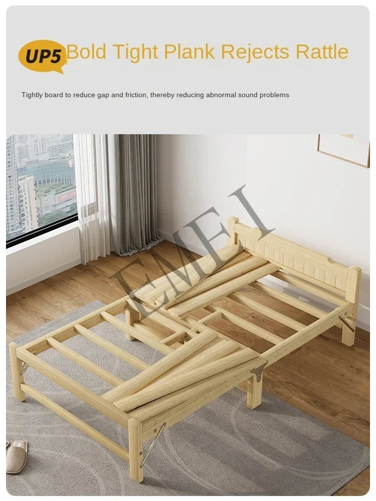 All solid wood folding single household adult simple small bed