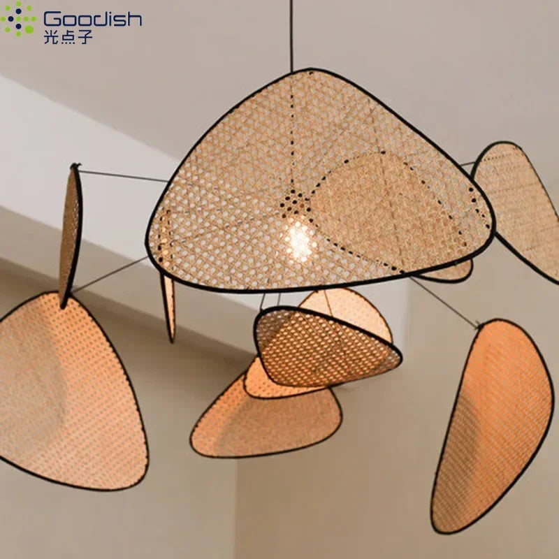 Japanese Wabi Sabi Art LED Pendant Lights Nordic Luxury Bamboo Rattan Lamp for Living Dining Bed Room Home Decoration Chandelier