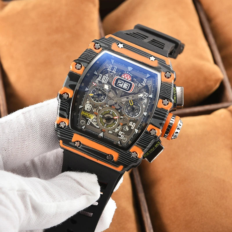 New generation sports hollow design business watch modern sports machinery wind quartz small three-disc craft watch