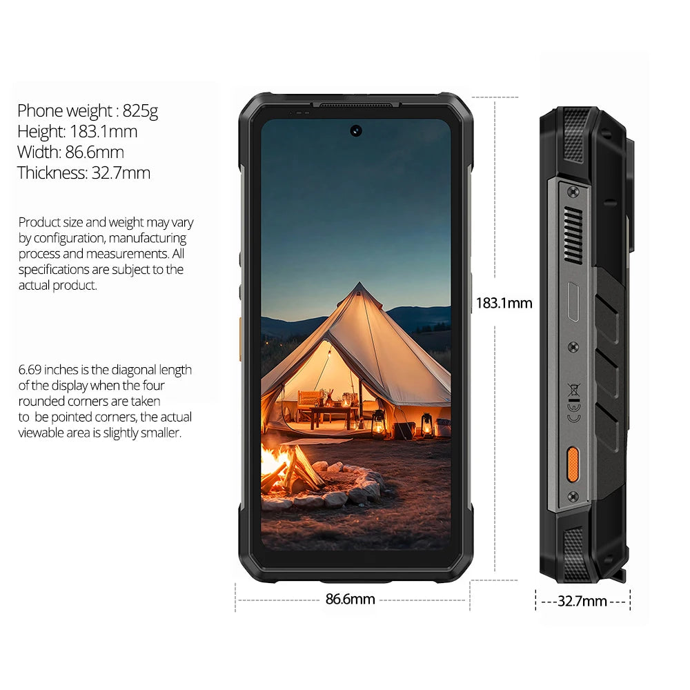 【Ships from US】Ulefone Armor 34 Pro 5G AI Rugged Phone 25500mAh Up to 32GB+512GB Built-in Projector 120Hz 6.95" NFC Smartphone