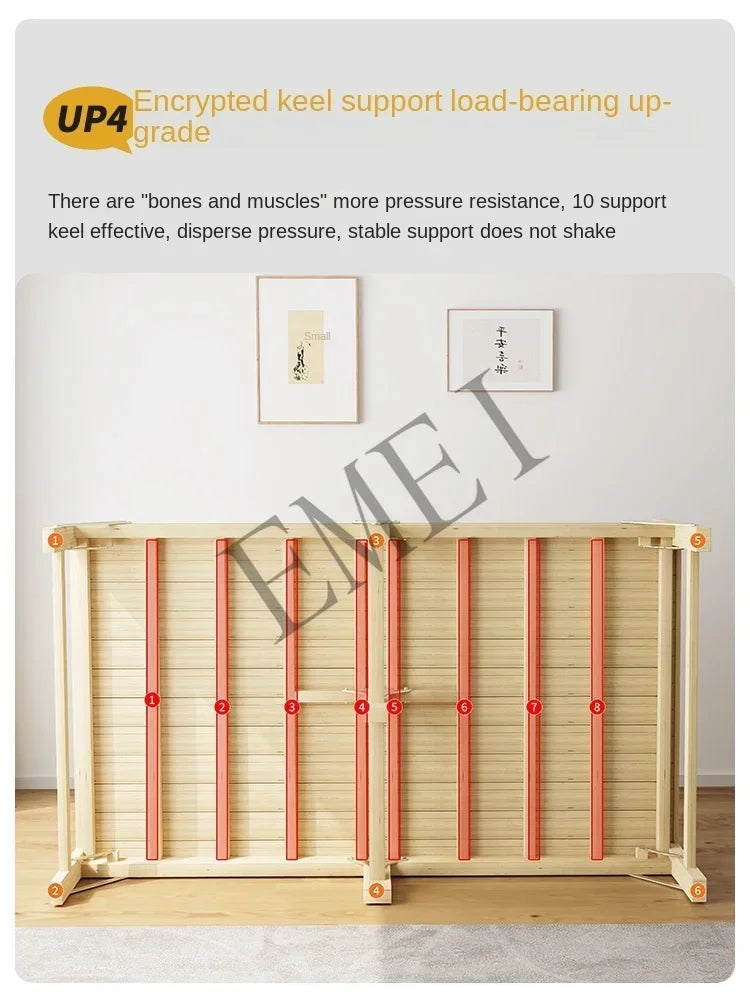 All solid wood folding single household adult simple small bed