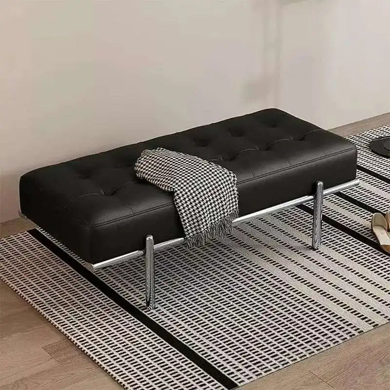 Entrance Porch Soft Shoe Bench Living Room Sofa Bench Bedroom Bed End Bench Metal Frame Integrated Benchs Minimalist Furniture