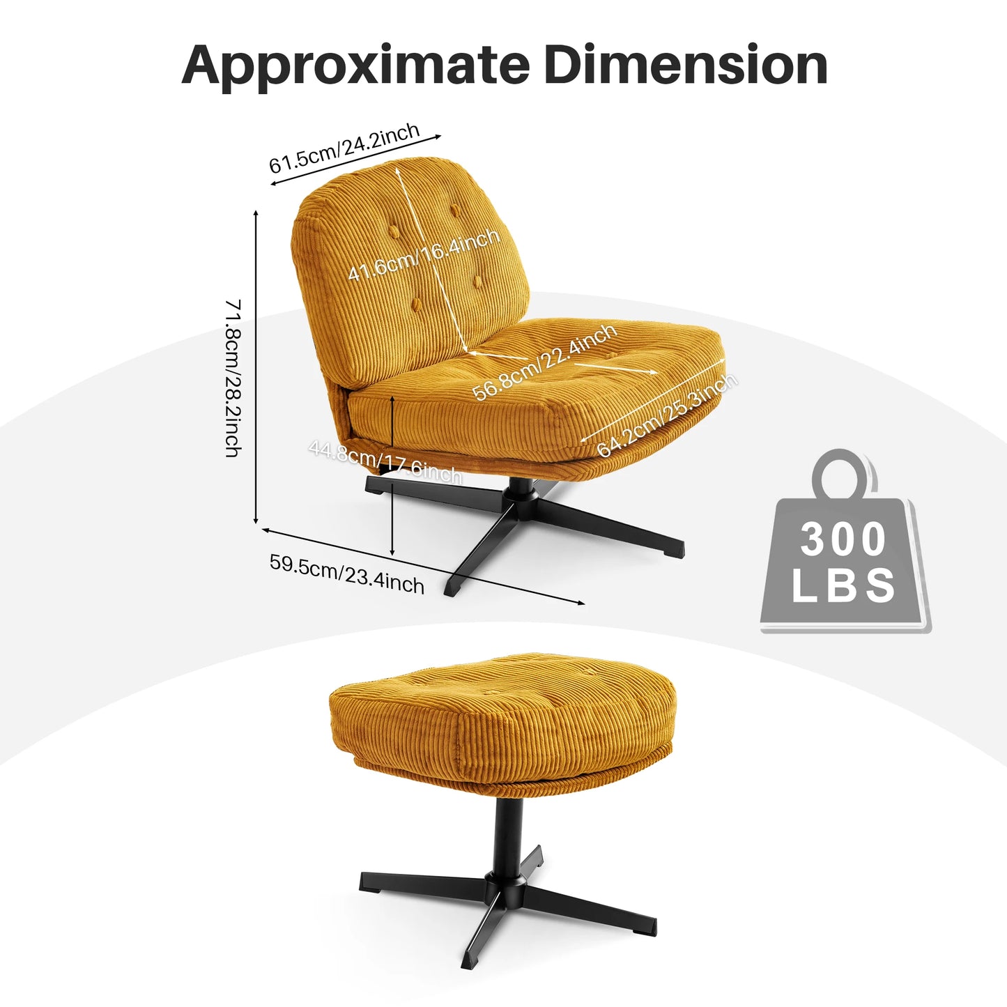 Redlife Modern Foldable Accent Chair 360° Swivel Tufted Lazy Chair Upholstered Lounge Chair w/ Thickened Cushion for Living Room
