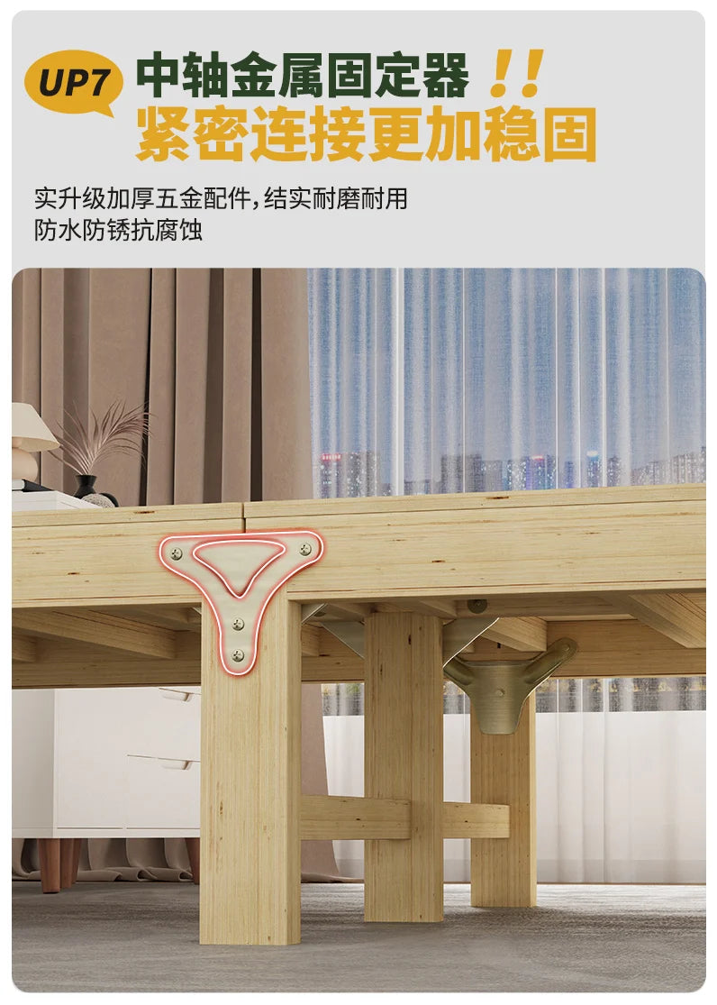 All solid wood folding single household adult simple small bed