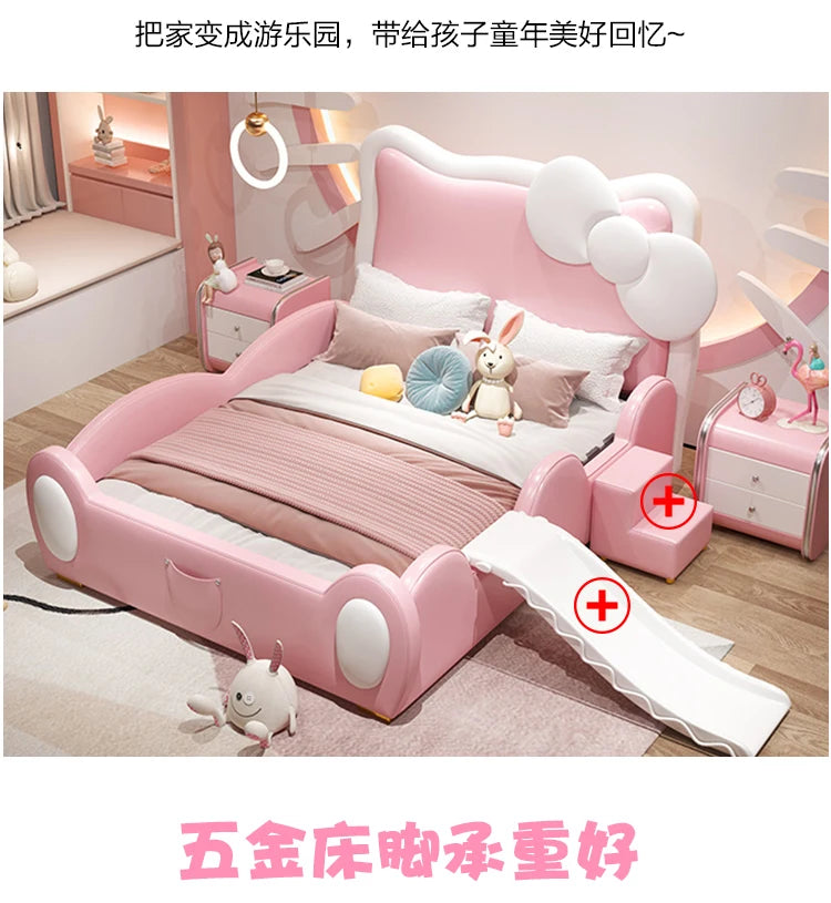 150X200cm Modern Childrens cartoon girl princ ess bed pink queen size bed frame full double bed complete bedroom furniture