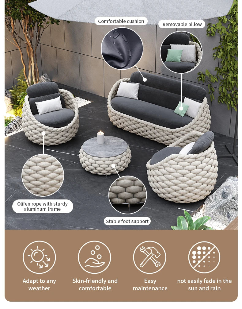 Elegant and Durable Outdoor Rattan Furniture Set with Modular Sectional Design