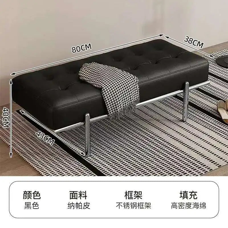 Entrance Porch Soft Shoe Bench Living Room Sofa Bench Bedroom Bed End Bench Metal Frame Integrated Benchs Minimalist Furniture