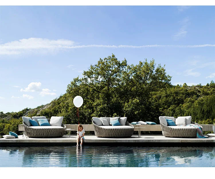 Outdoor Rattan Swimming Pool Leisure Courtyard Loungers Beach Beds Outdoor Hotel Garden Terrace Sofa