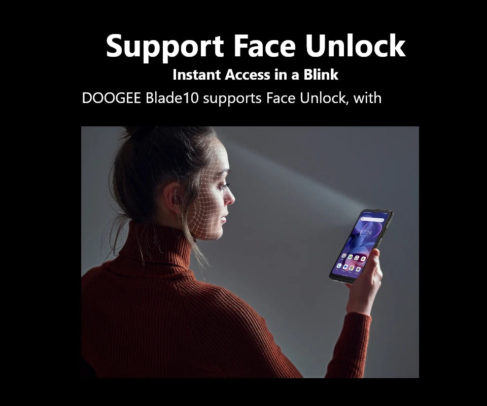 DOOGEE Blade10 Rugged Phone 6.56 Inch 90Hz IPS Display 9GB(4+5) 128GB Octa Core 16MP Main Camera 5150mAh Android 14 Face Unlock