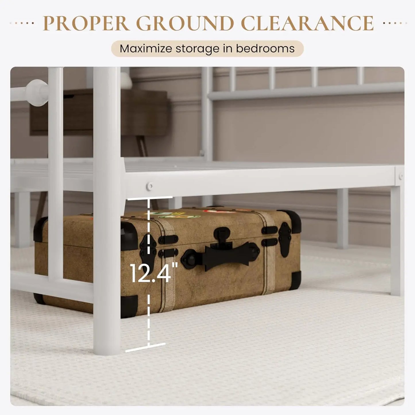 14'' Full Size Metal Platform Bed Frame/Victorian Headboard and Footboard/Steel Slats Mattress Foundation for Storage