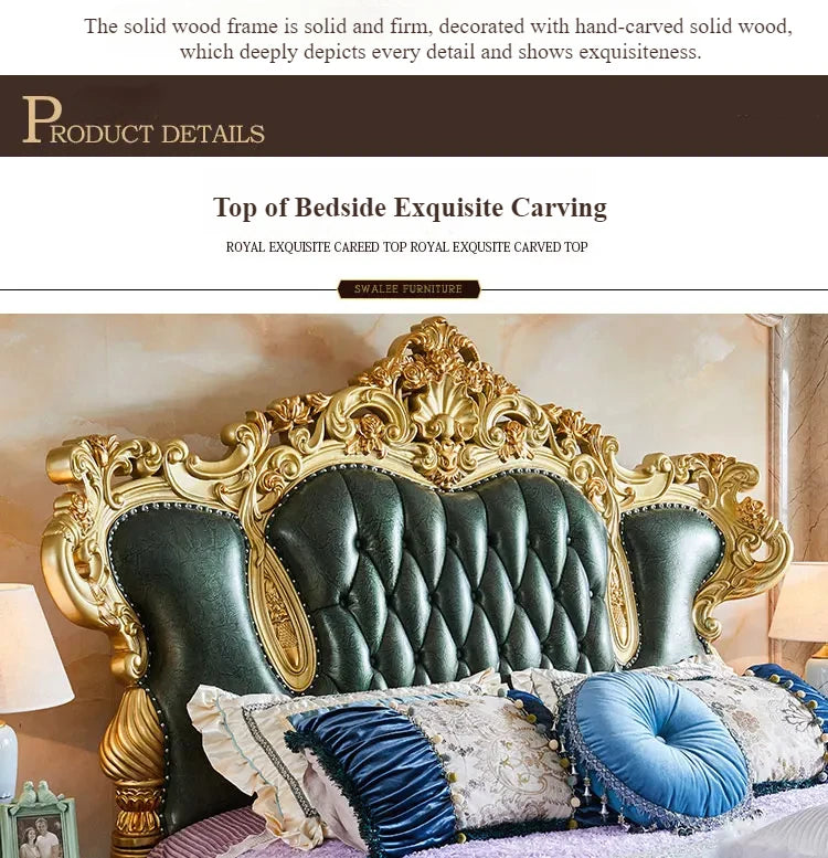 Luxury European King Size Bed Frame Large Master Sleeping Design Bed Frame Bedding Floor Camas De Dormitorio Bedroom Furniture
