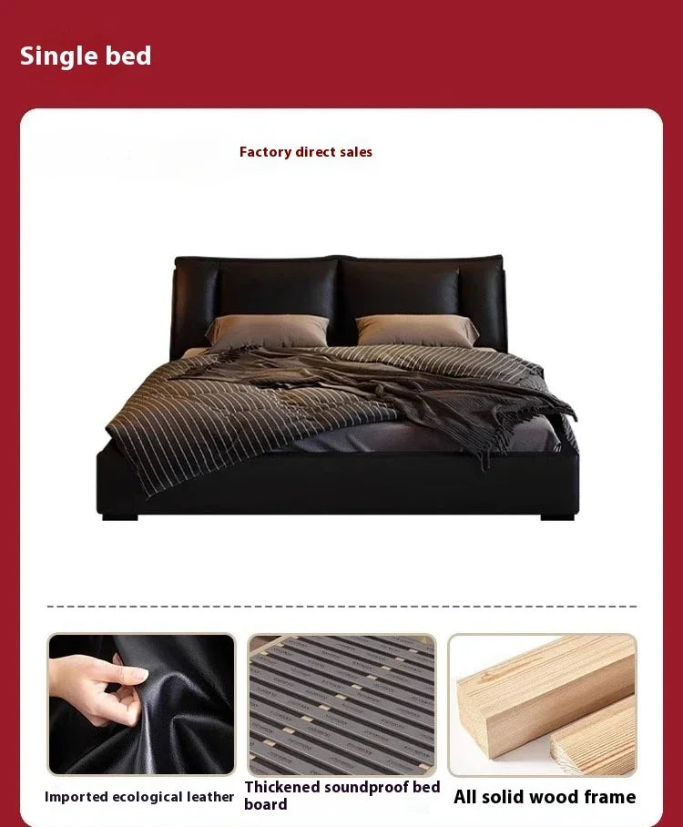 180X200cm Double Luxury King Size Bed with Office Headboards Racks and Frame Bedroom Sets Full Set Furniture Bed with Storage