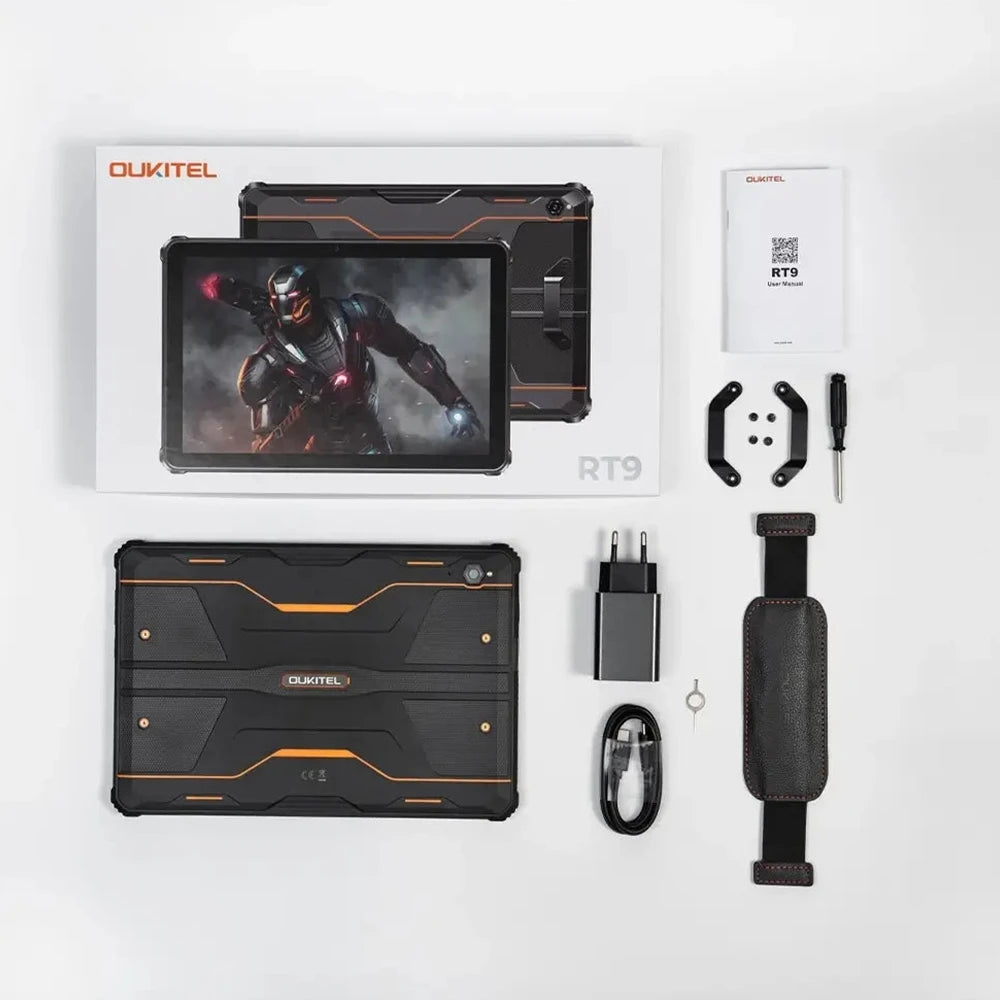 OUKITEL RT9 Rugged Tablet 6GB+256GB 10.1" HD Display Android 14 Unisoc T606 Octa-Core Support Dual SIM 11000mAh IP68 Tablet PC
