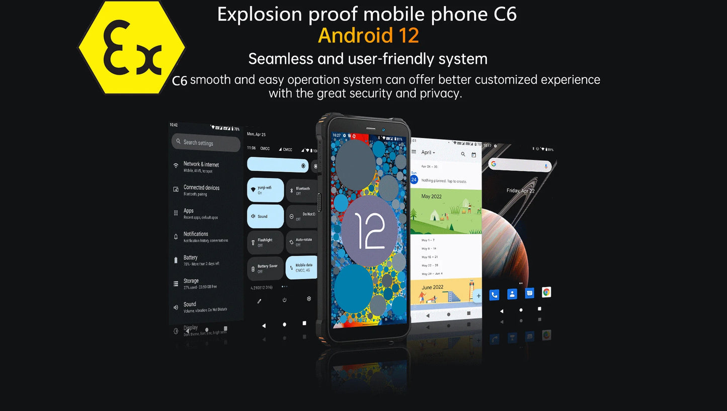 CEMU Ex-C6-Smartphone Android 14 octa core, 4 G/6 G + 5,93HD/128 GB, 256GB,6300mAh, Waterproof and explosion-proof mobile phone