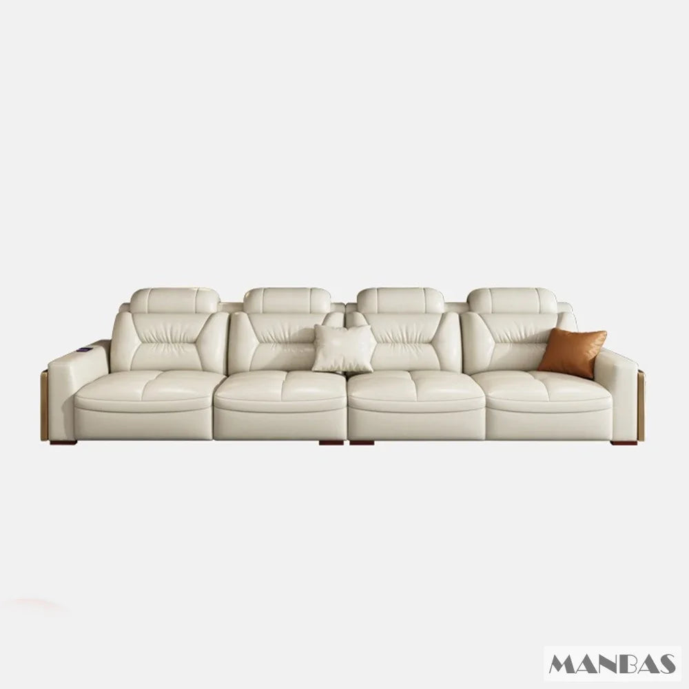 Linlamlim Modern Genuine Leather Sectional Sofa Set with Chaise Lounge– Upholstered Modular Couch with USB and Bluetooth Speaker
