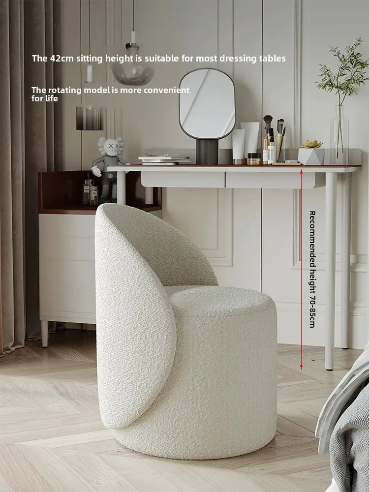 Professional Backrest Chair for Bedroom, Vanity Stool, Minimalist Makeup Seat, French Style, Home Furniture, Elegant