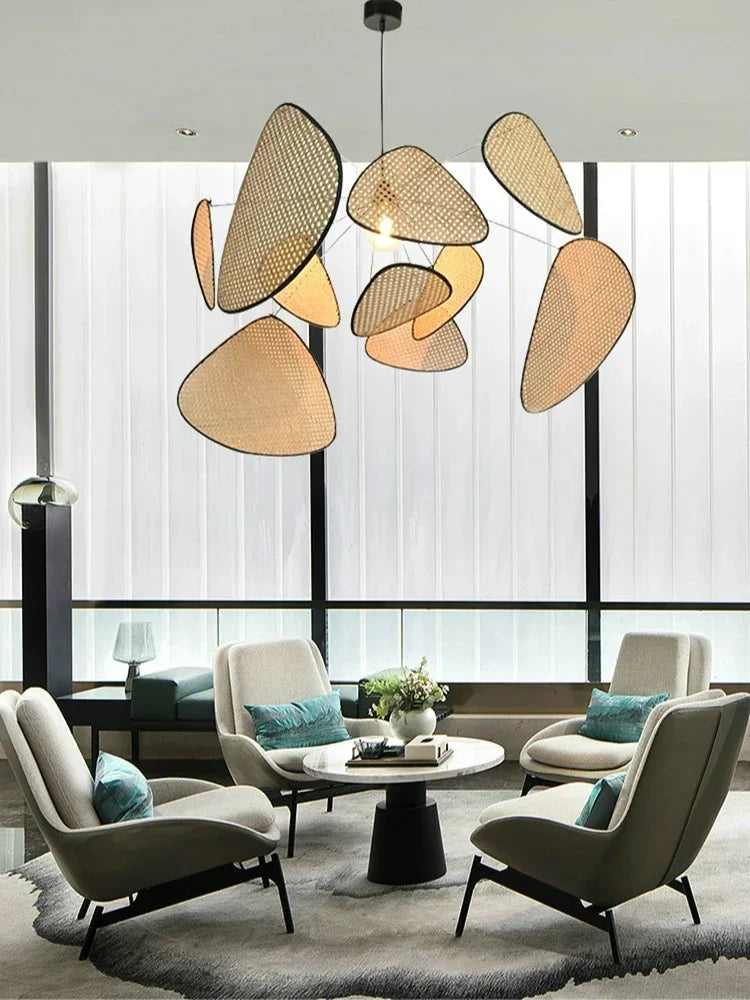 Japanese Wabi Sabi Art LED Pendant Lights Nordic Luxury Bamboo Rattan Lamp for Living Dining Bed Room Home Decoration Chandelier