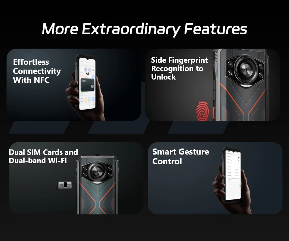 DOOGEE S Cyber Rugged Phone 6.58" 90Hz IPS Screen 10800mAh Large Battery 8GB+256GB 50MP AI Main Camera Android 14