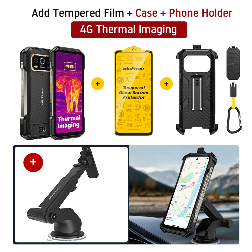Ulefone Armor 27T 4G THERMAL BY FLIR® Rugged Phone 10600mAh Up to 24GB+256GB 6.78"FHD 120Hz Night Vision Android 14 Smartphone